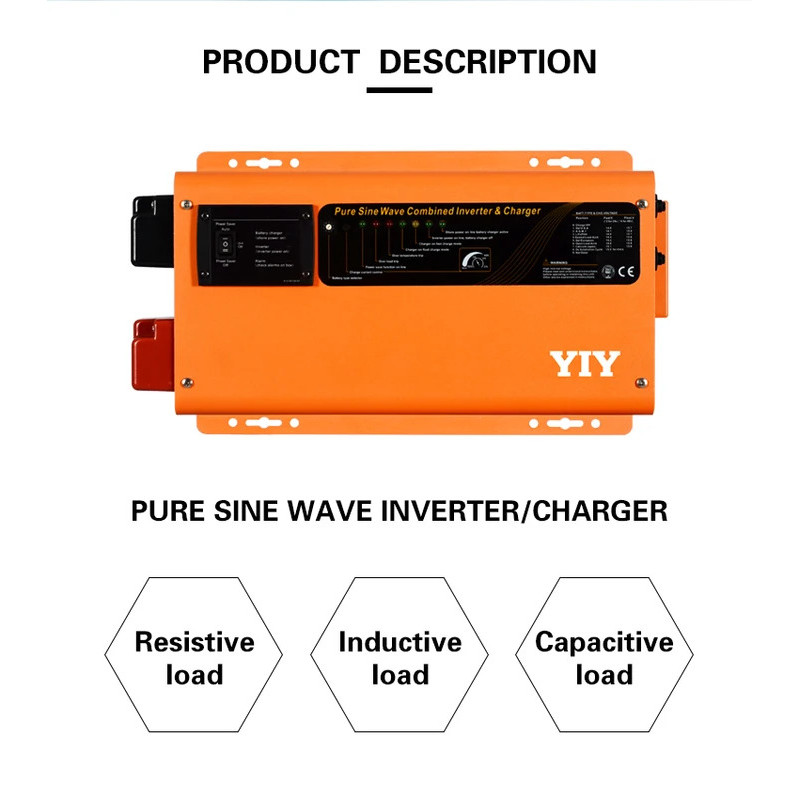 Xueqing 3KW Power Inverter 45A แบตเตอรี่ Charger LED 3000W Surge Power 9KW DC24V AC120 & 240V USA แย