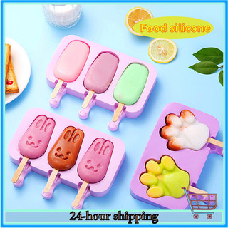 3 Cell Food Ice Cream Silicone Mold DIY Ice Cream Mold with Cover