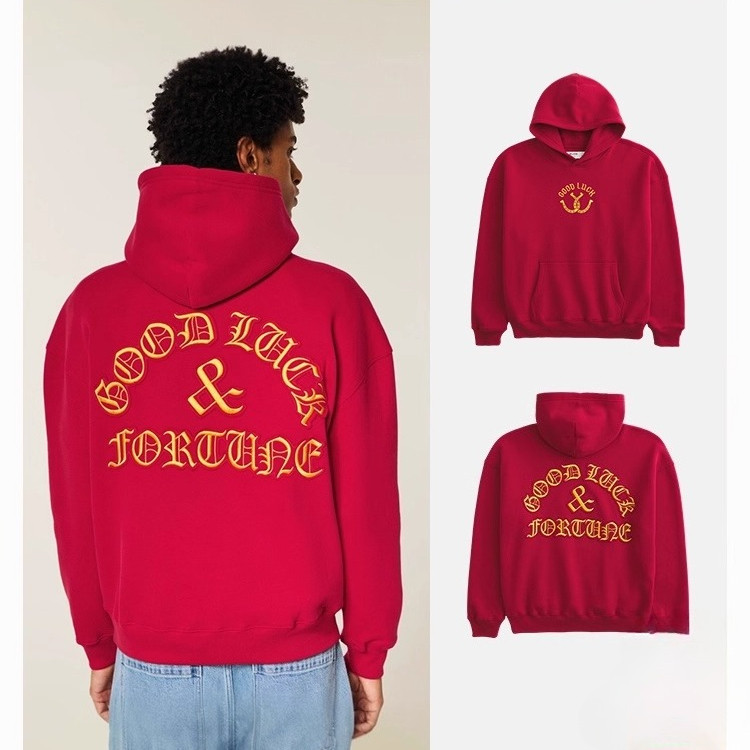 Hollister Hoodie ธีมปีจอ สวัสดิการขึ้นปีใหม่ เสื้อกันหนาวoversizeสำหรับผู้ชาย