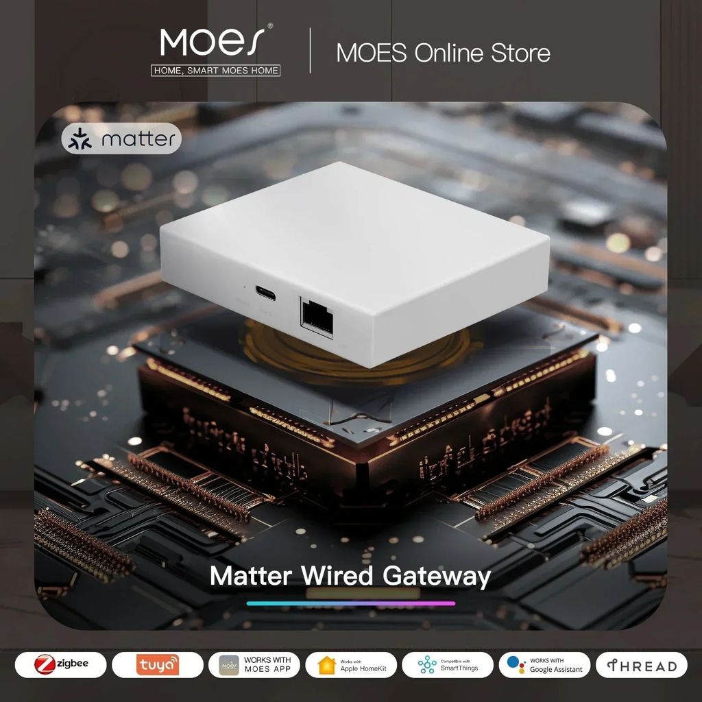 MOES Tuya Zigbee Matter Thread Gateway สมาร์ทสะพาน Matter Hub สนับสนุนควบคุมเสียง Siri Homekit Smart