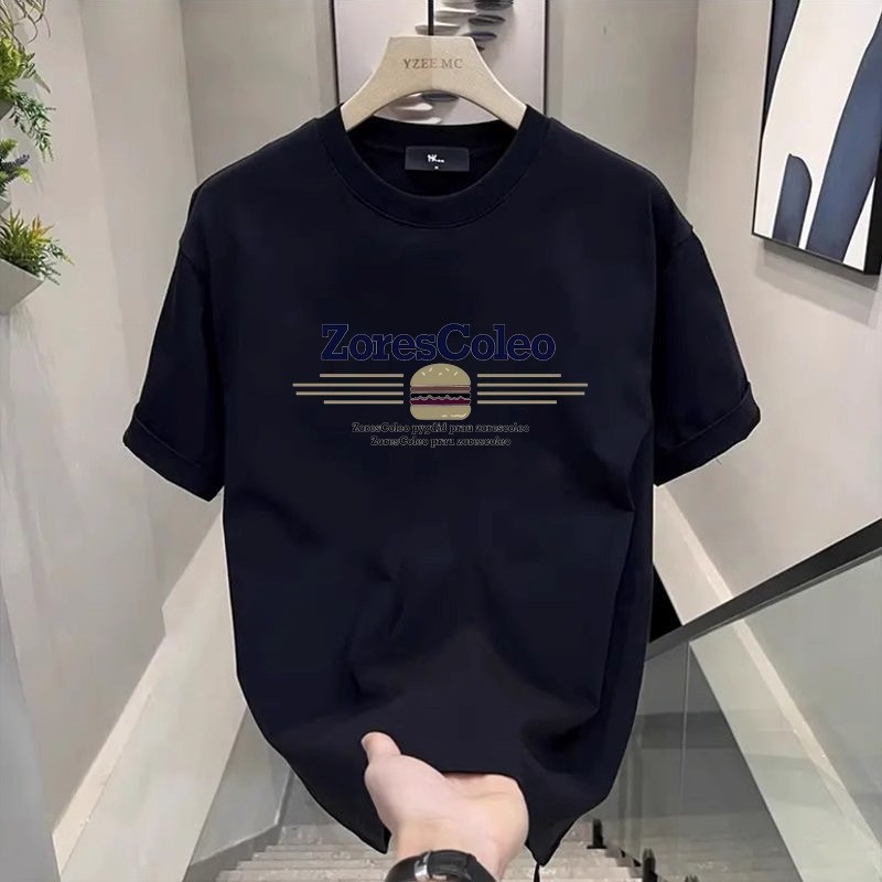 2026ผ้าฝ้ายหนักถนนสวมใส่สร้างสรรค์อเมริกันเสื้อยืดแฟชั่นพิมพ์ตัวอักษรผู้ชายฤดูร้อนรอบคอหลวมแขนสั้นด้