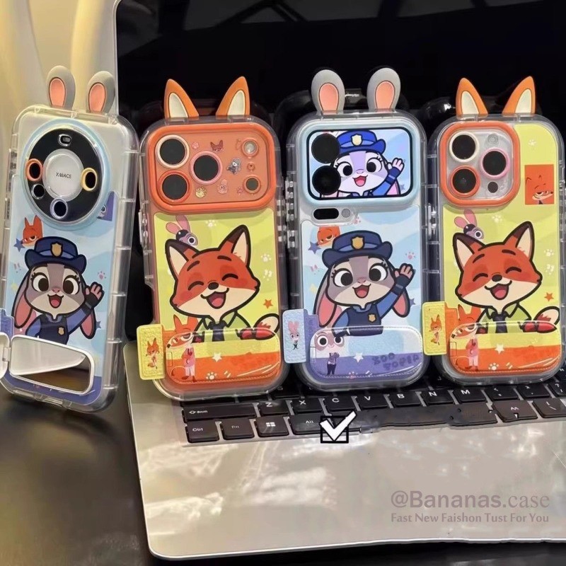 น่ารักHi Foxกระต่ายเคสโทรศัพท์สําหรับiPhone 16 15 14 13 12 11 Pro Max X Xr Xs Max 7 8 Plus SE2020