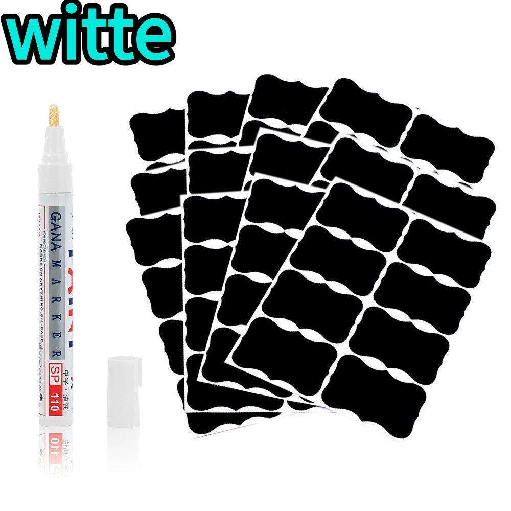 WITTE 96 ชิ้น/เซ็ตป้ายสติกเกอร์ Jam Jar ห้องครัวเครื่องเทศป้ายกระดานดํา