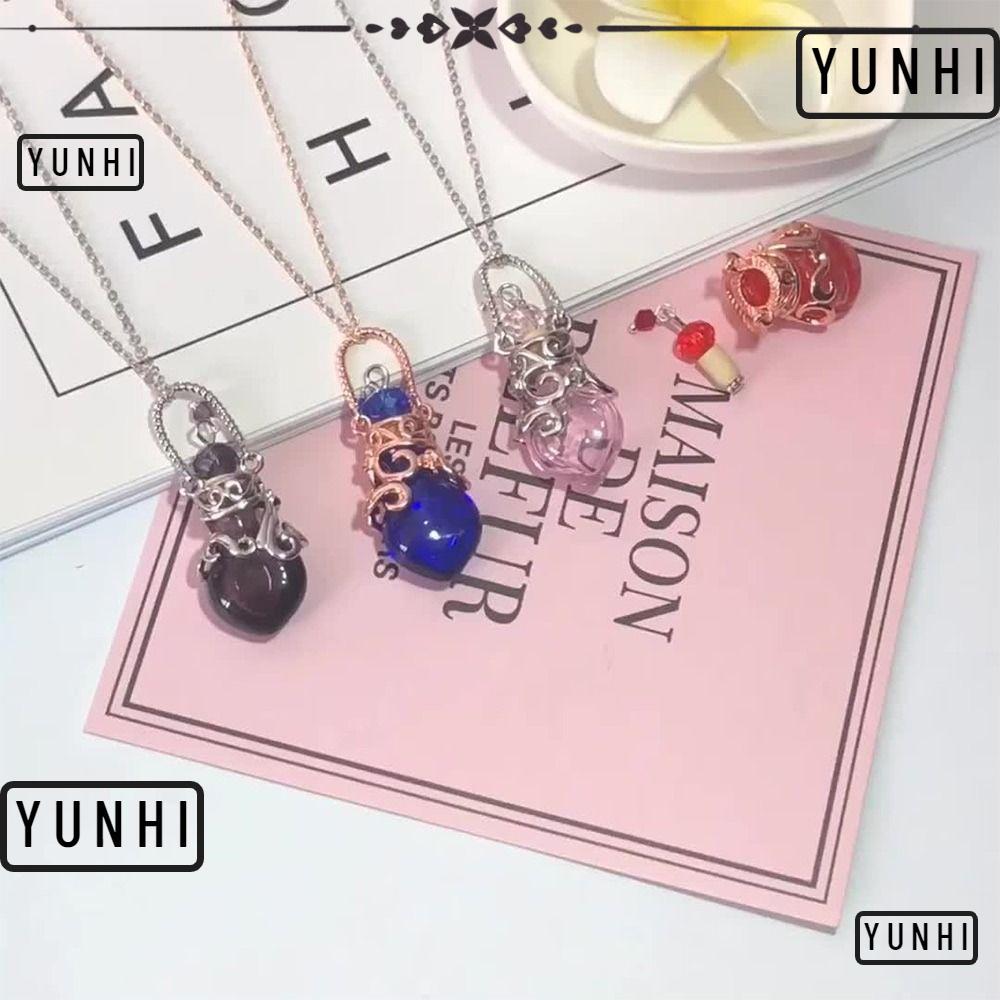 YUNHI น้ําหอม Vial สร้อยคอ, แก้วหลากสี Vial Wishing ขวดจี้, Creative Memorial Jewellery Openable Hea