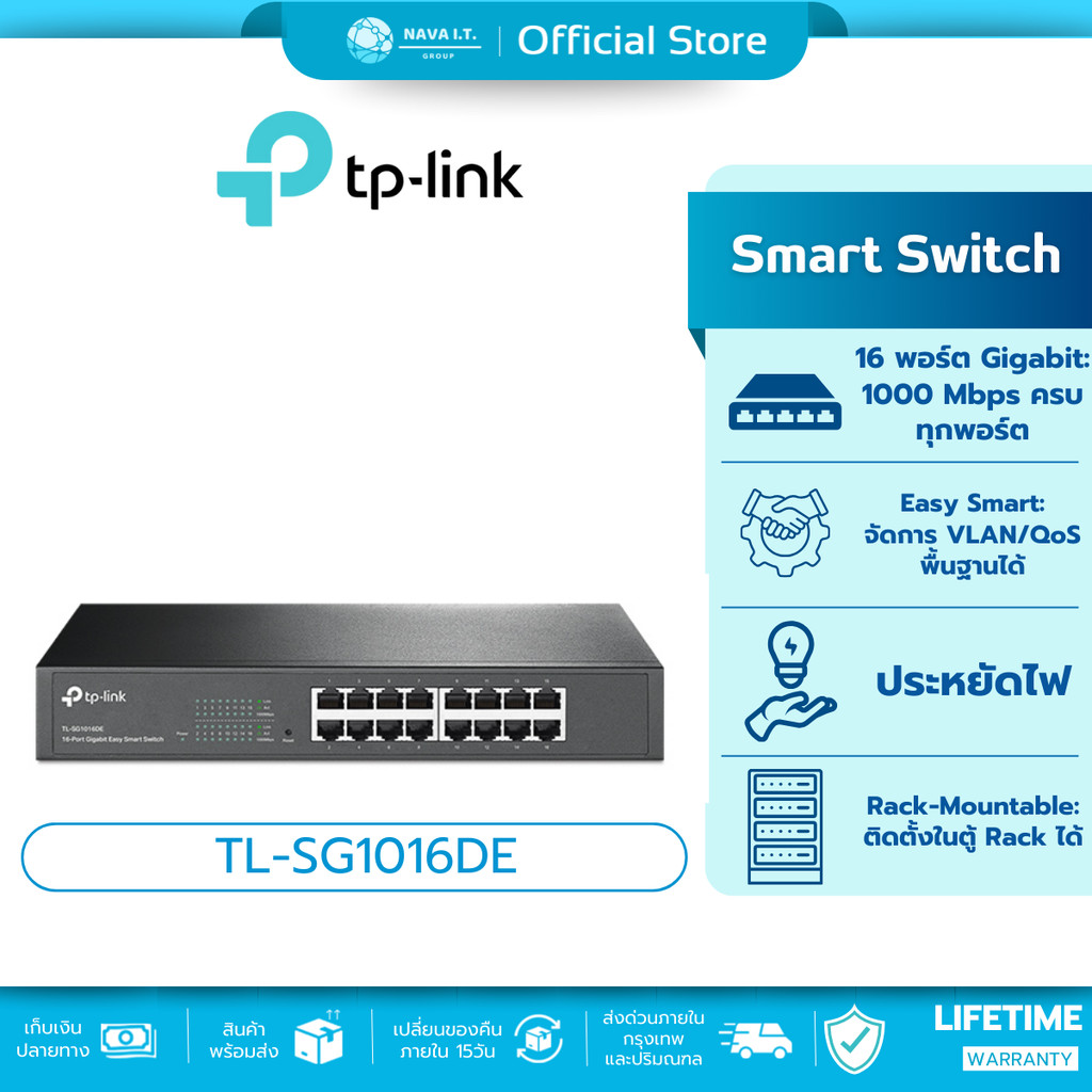 ⚡️กรุงเทพฯด่วน1ชั่วโมง⚡️ TP-LINK TL-SG1016DE 16-PORT GIGABIT EASY SMART SWITCH LIMITED LIFE TIME