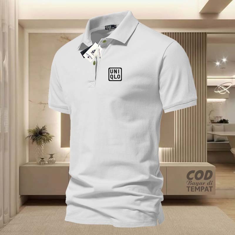 2568 Uniqlo men's polo shirts polo collar shirts silver color block-up adult polo shirts men polo sh
