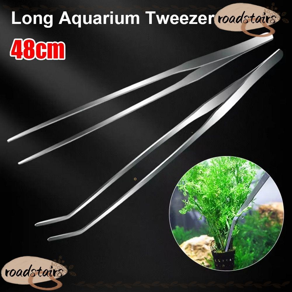 ROADSTAIRS 1 ชิ้น Aquarium Tweezer, สแตนเลส 48 ซม.หญ้าคลิป,ทนทานยาว Tong Aquarium อุปกรณ์สัตว์เลี้ยงกุ้ง Reef Coral