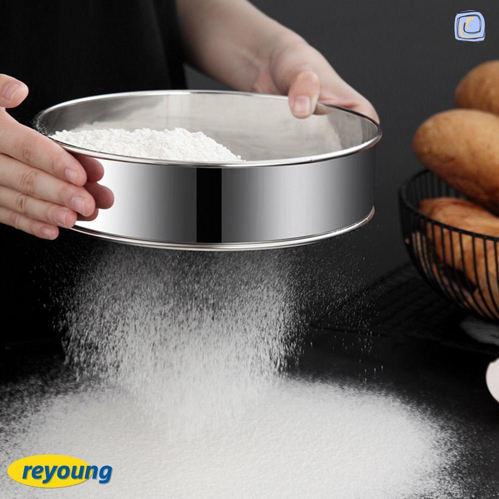 ตะแกรงแป้ง REYOUNG สีเงิน 15/20/25/30 ซม. ตะแกรงแป้งตาข่าย, ครัวเรือน Ultra-fine 60 ตาข่ายสแตนเลสแป้