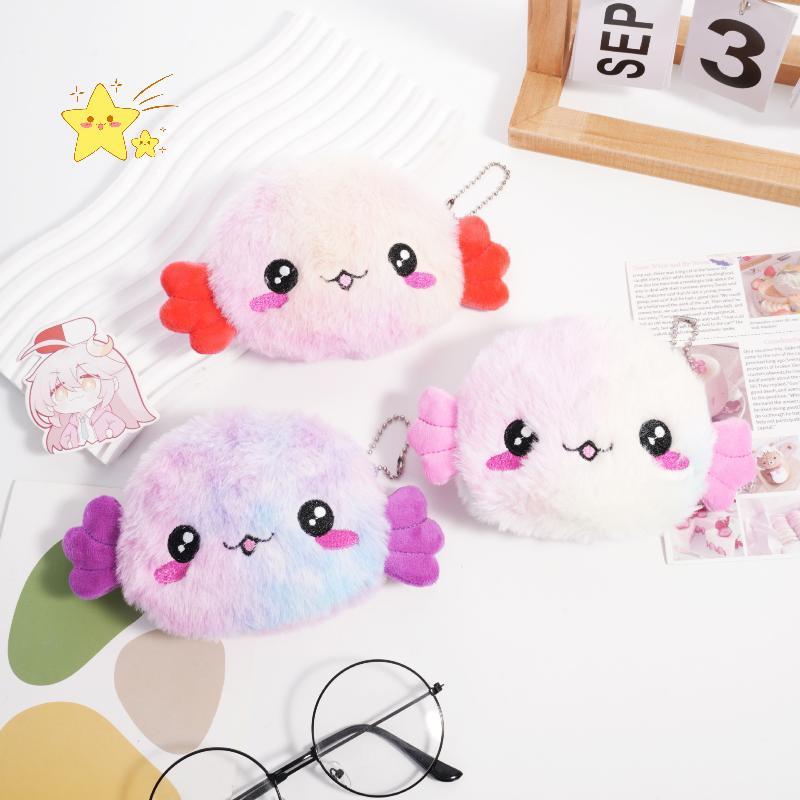 [JBTH] น่ารัก Axolotl กระเป๋าสตางค์ Plush Salamander กระเป๋าใส่เหรียญการ์ตูนกระเป๋ามินิสําหรับเด็กผู