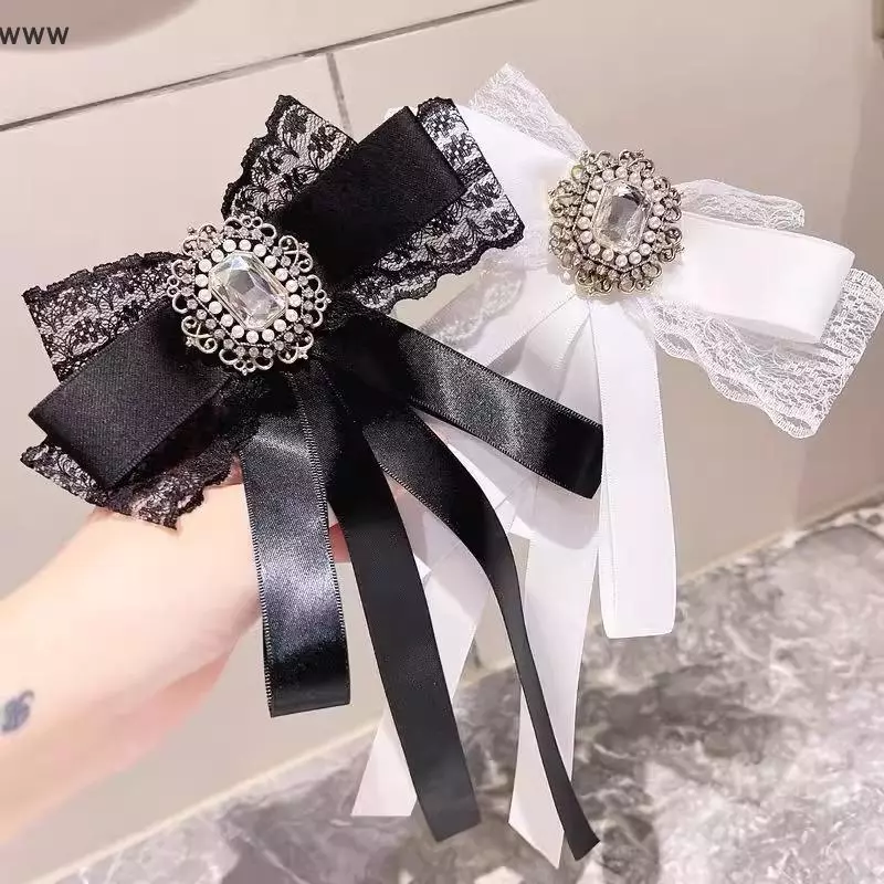 ใหม่ศิลปะผ้าผูกโบว์คริสตัลพลอยเทียมเข็มกลัดสำหรับผู้หญิงเสื้อคอปกเสื้อหมุดเครื่องประดับเนคไทสำหรับงานปาร์ตี้