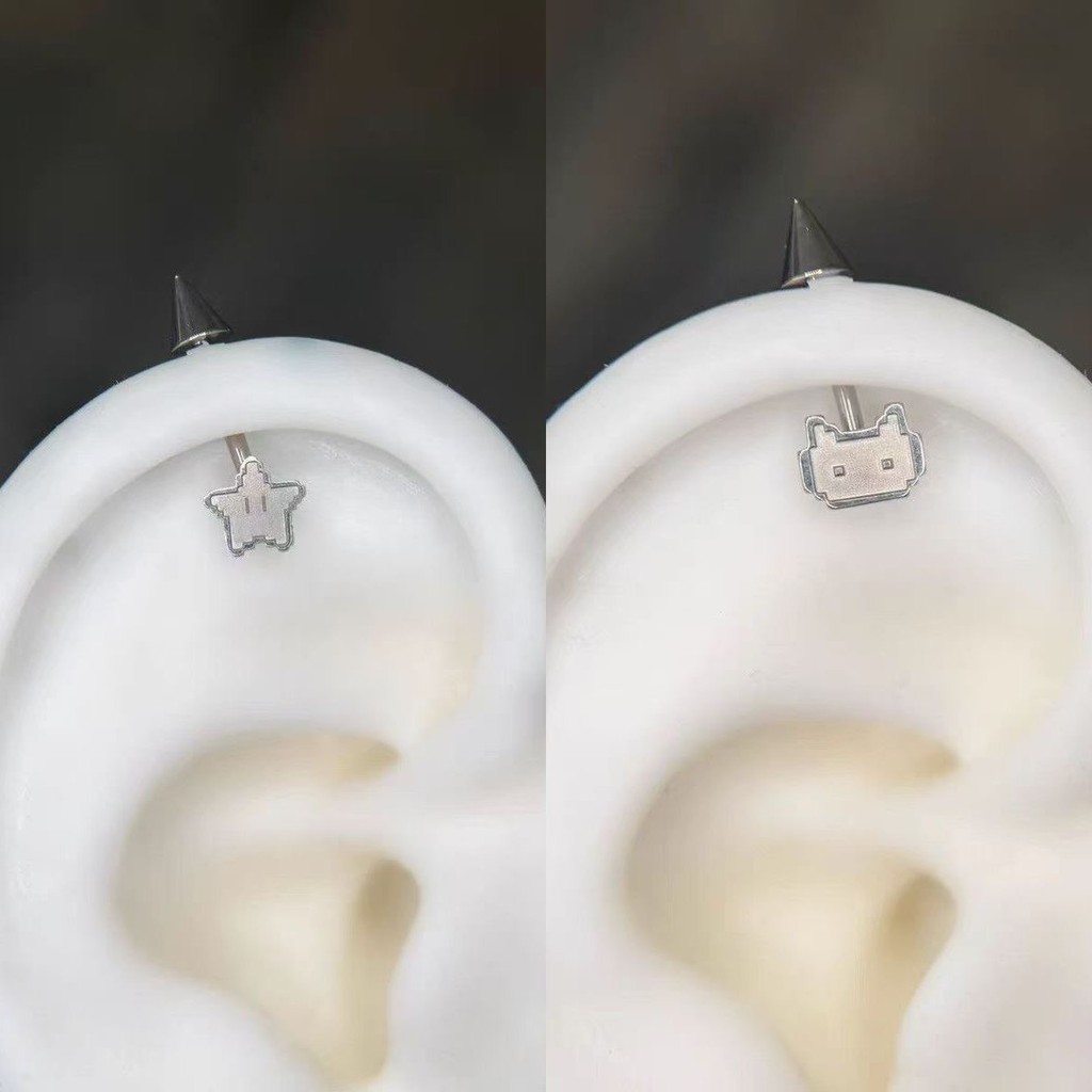 1ชิ้นสุภาพสตรีที่ไม่ซ้ํากันโลหะผสมดาวแมวต่างหูสตั๊ด