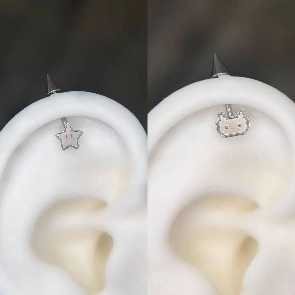 1ชิ้นสุภาพสตรีที่ไม่ซ้ํากันโลหะผสมดาวแมวต่างหูสตั๊ด
