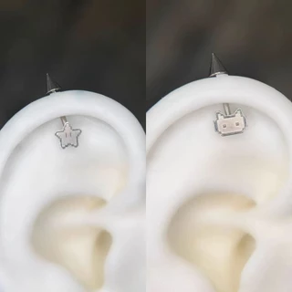 1ชิ้นสุภาพสตรีที่ไม่ซ้ํากันโลหะผสมดาวแมวต่างหูสตั๊ด