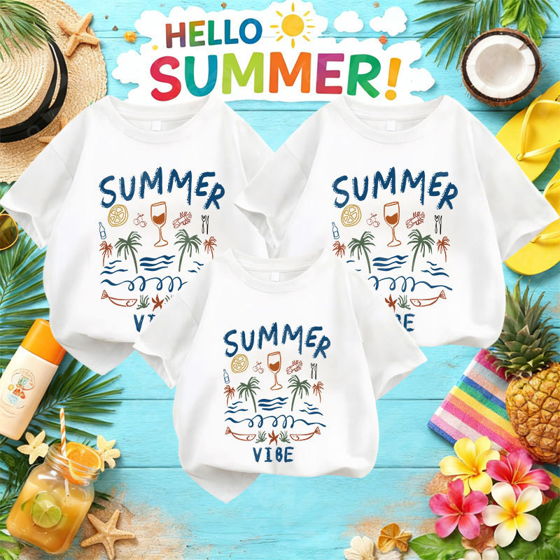 🔥พร้อมส่ง&COD🔥RINASTUDIO🔥 เสื้อยืดคอกลมลายซัมเมอร์ เนื้อผ้านุ่มสบาย ชุดครอบครัว เหมาะสำหรับไปเที่ยวทะเล A515#20