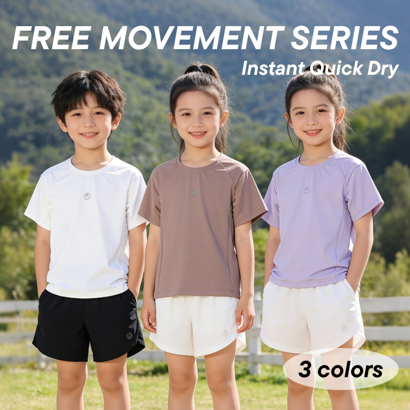 เสื้อยืดเด็กระบายความร้อน Sun‐Protective Quick-Dry | เสื้อท็อปกีฬากลางแจ้งบางระบายอากาศสําหรับเด็กชายและเด็กหญิง