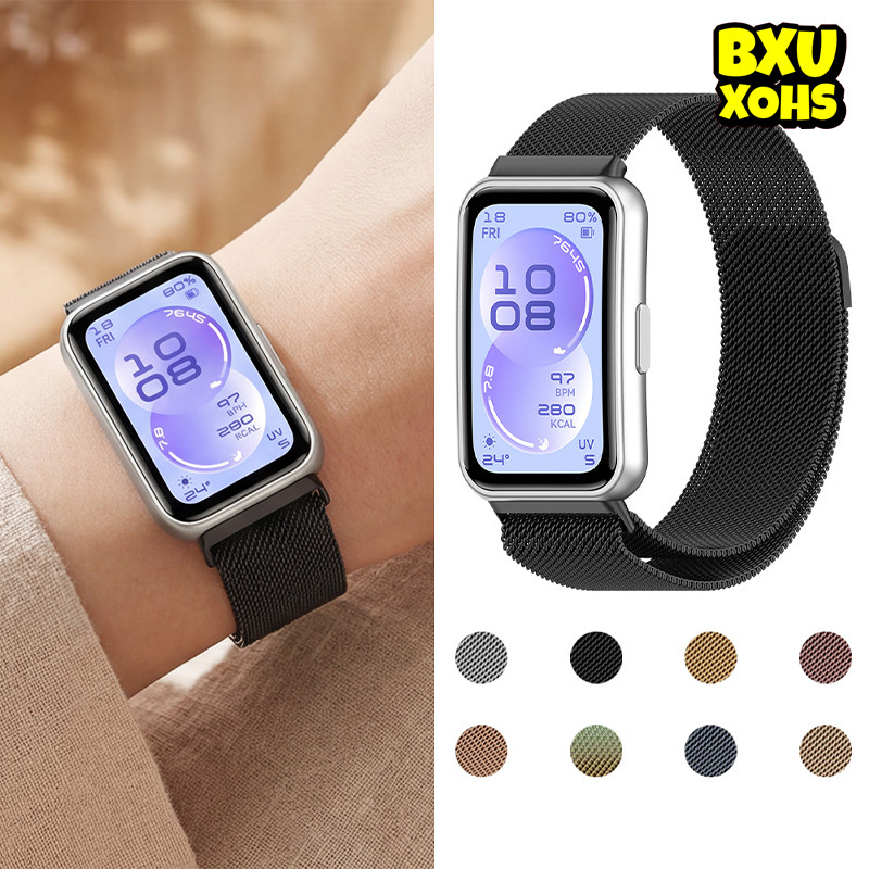 แม่เหล็ก Milanese Loop สายรัด for Huawei Band 11/ 11 Pro/ Huawei Band 10 9 8 อุปกรณ์เสริมสร้อยข้อมือโลหะสแตนเลส