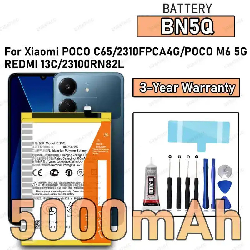 ใหม่คุณภาพสูง BN5Q แบตเตอรี่สําหรับ Xiaomi POCO C65/2310FPCA4G/POCO M6 5G/REDMI 13C/23100RN82L แบตเต