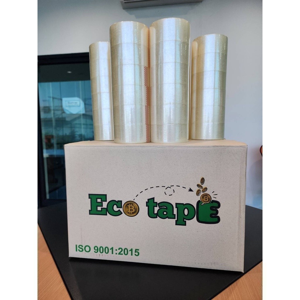 เทปอีโค่ Tape ถูกและดี- ใส/น้ำตาล 2”นิ้ว [1 กล่อง Eco Tape] 72 ม้วน 40 ไมครอน Clear/Brown OPP