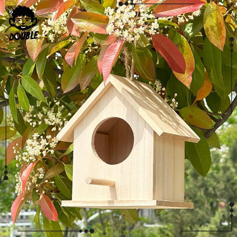 Tisity บ้านนกไม้พร้อมบ้านนกแขวนเปิดสําหรับสวนระเบียง Finch รูปที่ 3