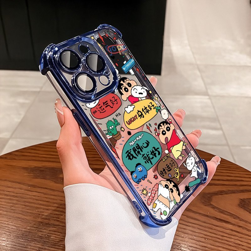 ชัดเจน เคส สำหรับ Xiaomi Redmi note 17 15 14 13 12 Pro Plus 5G 13 14C 13C 15C หรูหราพรีเมี่ยมน่ารัก Rich Shinchan โปร่งใสชุบกันกระแทกกรณีโทรศัพท์นุ่ม