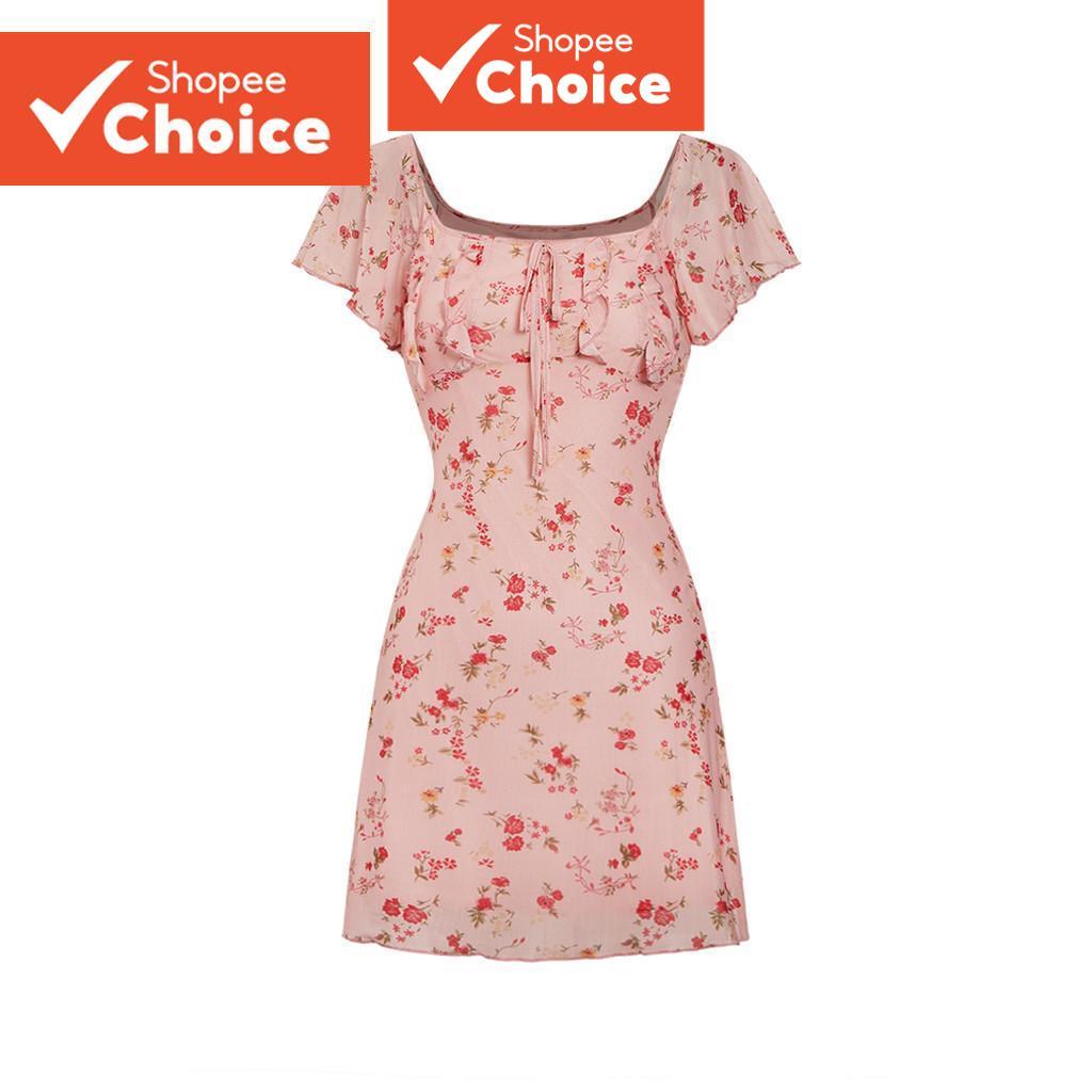 ผู้หญิง Casual Ditsy ดอกไม้ผักกาดหอม Trim ดอกไม้ชุด L101AD140