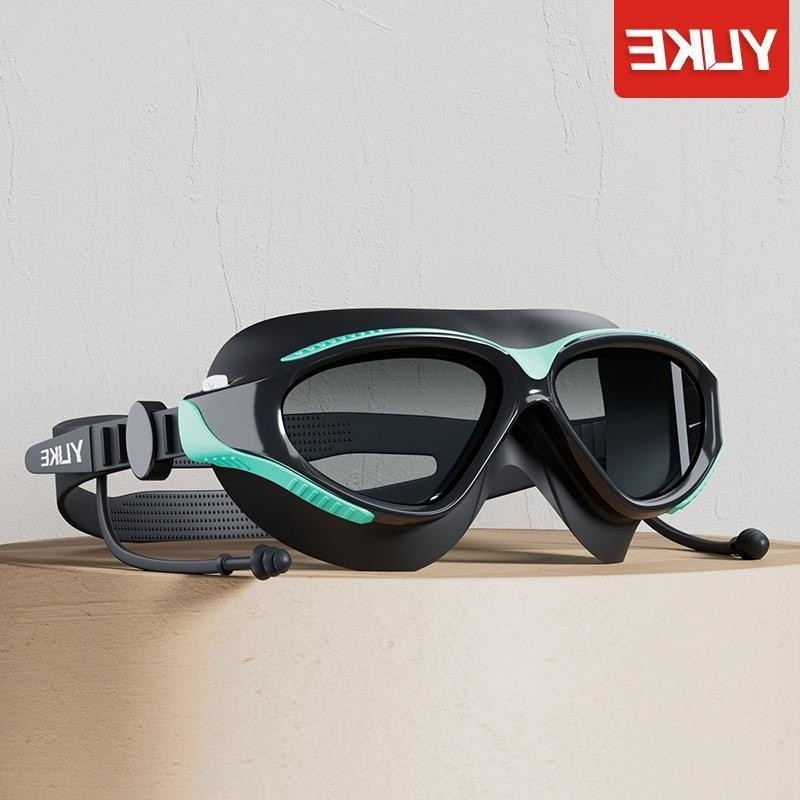 แว่นว่ายน้ำทรงแบน ป้องกันฝ้า กันน้ำ ความคมชัดสูง ใช้ได้ทั้งสองเพศ กรอบใหญ่ มีค่าสายตา - รูปที่ 3