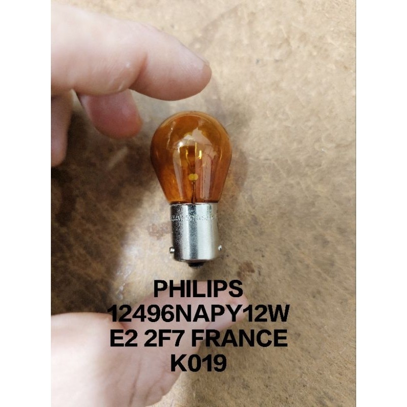 ทําใน FRANCE!!! PHILIPS 12V 21W PY12W S25 BAU15S 12496NA STANDARD AMBER,ORANGE TURN SIGNAL BULB,LIGH