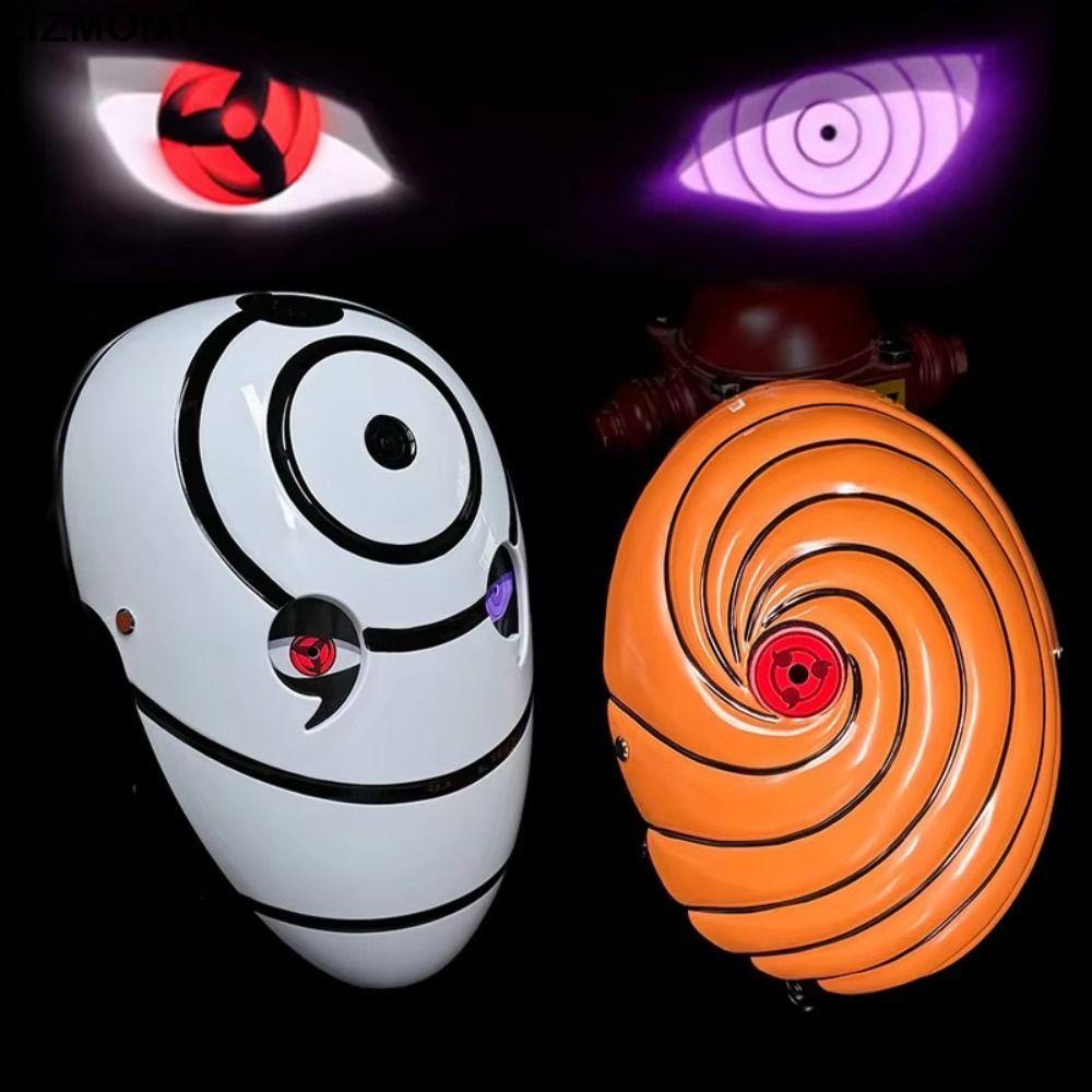 LIZMOMO Glowing Naruto , Uchiha Obito Cosplay Sharingan Face Cover, 2025 Tobi Full Face Role Play Wh