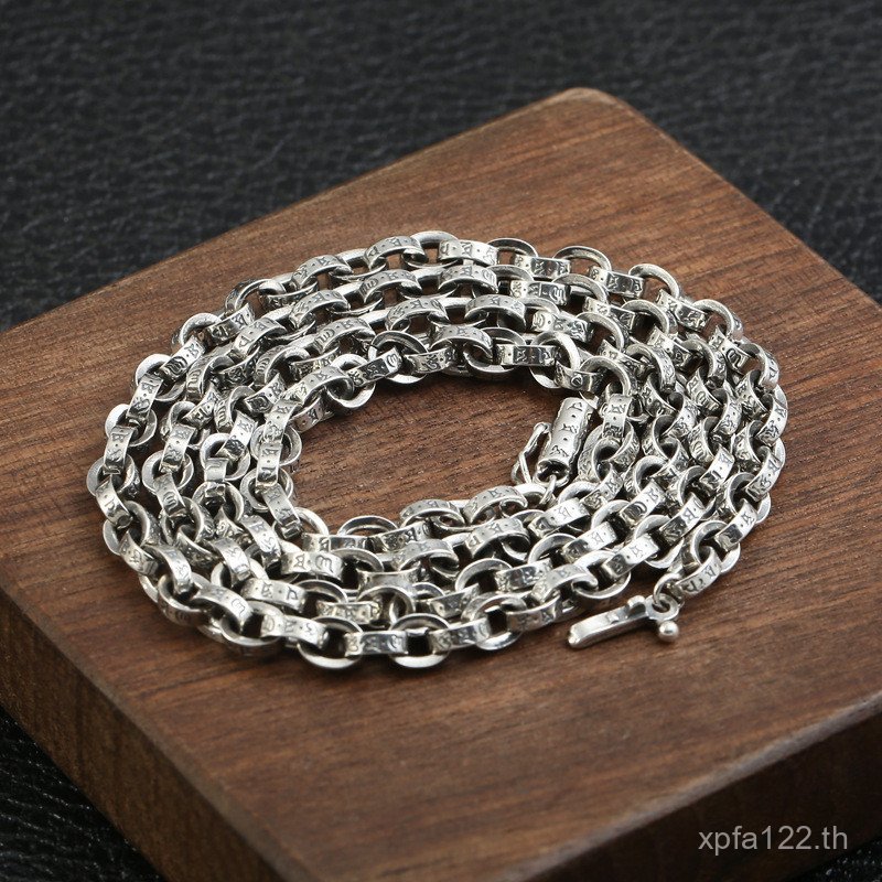 เงินไทยสไตล์ชาติพันธุ์ย้อนยุคผู้ผลิตโซ่เงินหกตัวอักษรมนต์เงินสเตอร์ลิงทุกการแข่งขันส925สร้อยคอตัวอัก