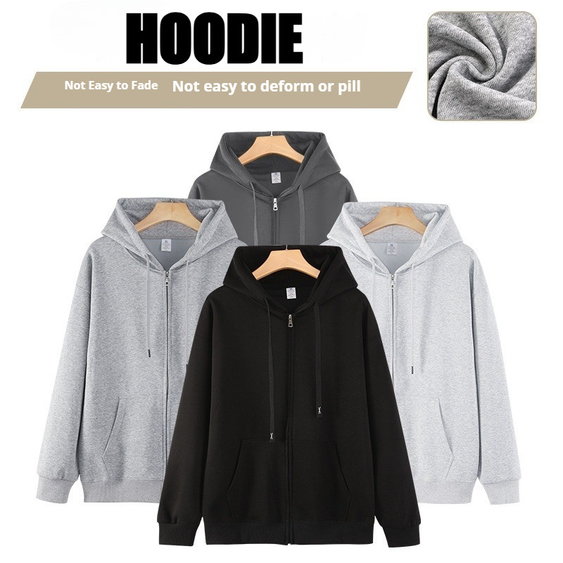 เสื้อกันหนาวมีฮู้ดอเมริกัน 300 กรัมผู้ชาย - ผ่อนคลายพอดีเรียบง่ายลําลองแบรนด์อินเทรนด์เสื้อสวมหัว