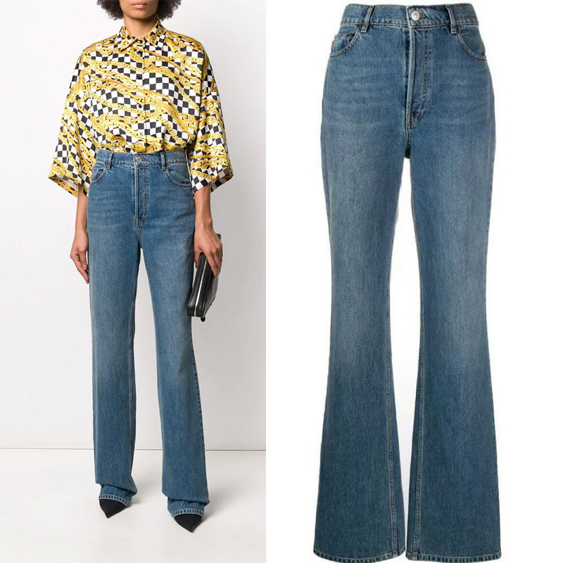 ER8V BL002Flared pants BL High Waist Slightly Elastic Flared Jeans