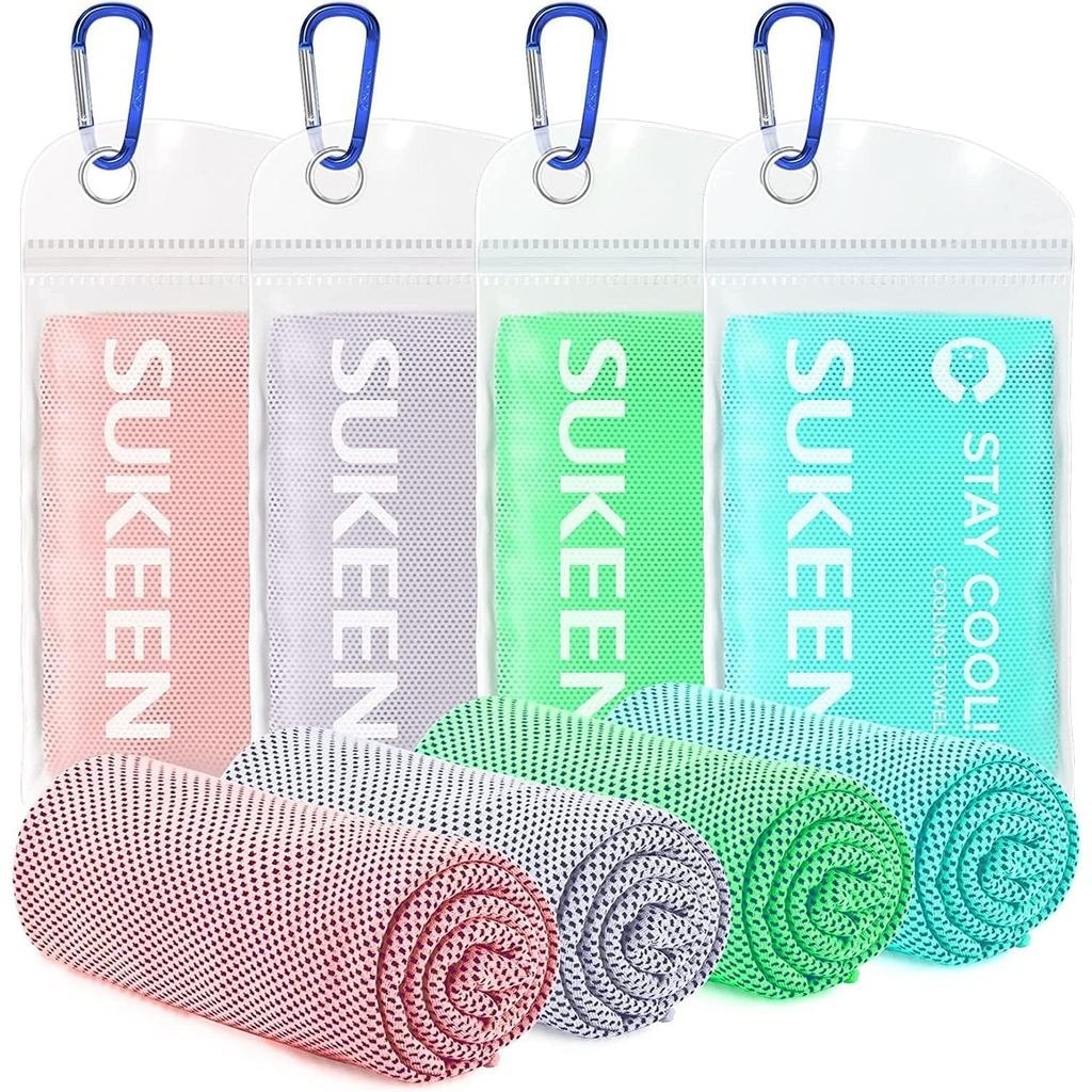 Sukun 4 Pack Cooling Towel (40 "x12") สําหรับเหงื่อ, Quick-Drying คอ Cooling Wraps, Soft & Breathabl