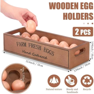 กล่องไม้ใส่ไข่ ดีไซน์ฟาร์ม Farm Fresh Eggs จัดเก็บไข่เป็นระเบียบ กล่องไม้เก็บไข่ไก่ งานไม้ธรรมชาติ จุได้หลายฟอง