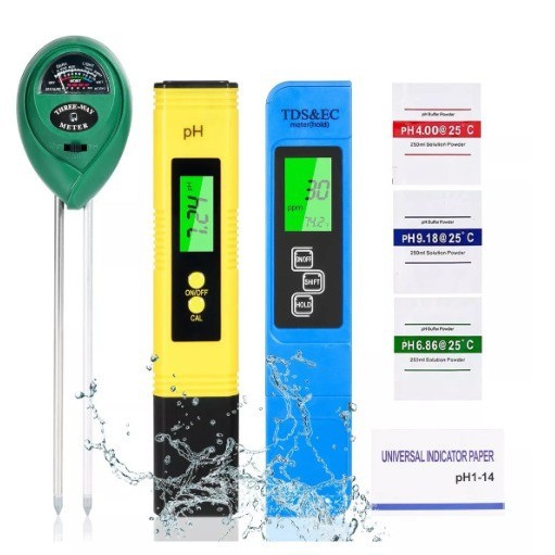 PH Meter TDSPPM Pen Soil PH Tester, PH/EC Digital Kit Temperature PH Pen Tester 3 ชิ้นชุด