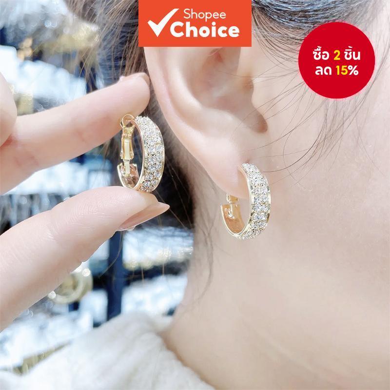 ต่างหูเพชรชุบทอง 18K สําหรับผู้หญิง - Hypoallergenic Cubic Zirconia Studs