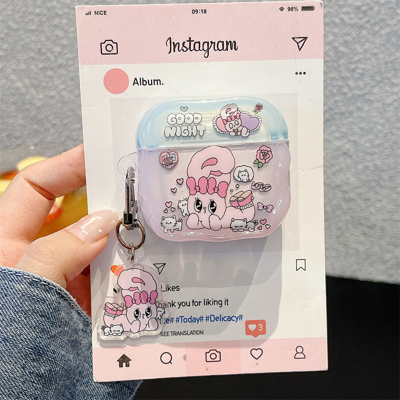 Esso Rabbit สําหรับ Airpods 1/2 3 Pro2 pro3 Airpods4 ชุดหูฟังไร้สายบลูทูธป้องกันกรณี AirPodsPro3 หูฟังป้องกันกรณี