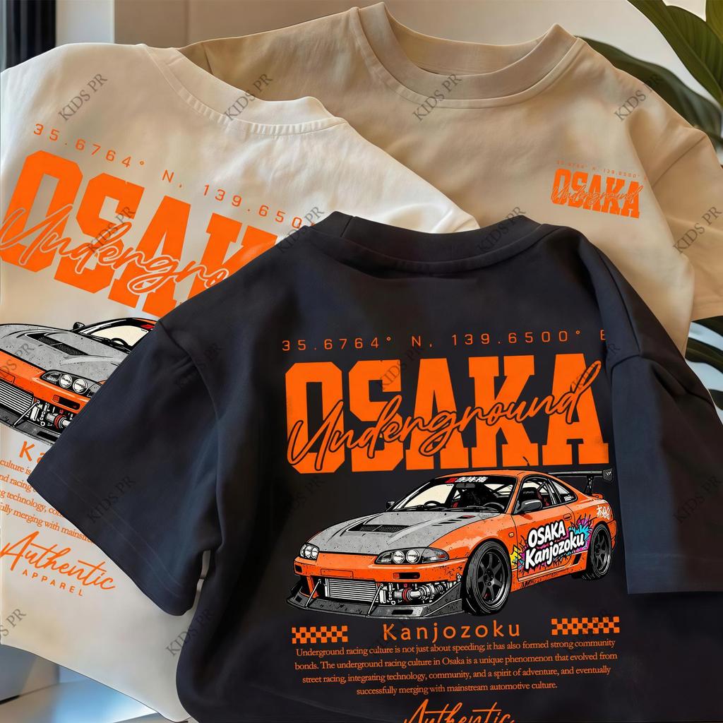 COD 2026 Tokyo Racing Car Printed Kid's T-shirt Fashion Trendy Casual Pure Cotton Top for 3-13 Yrs T35