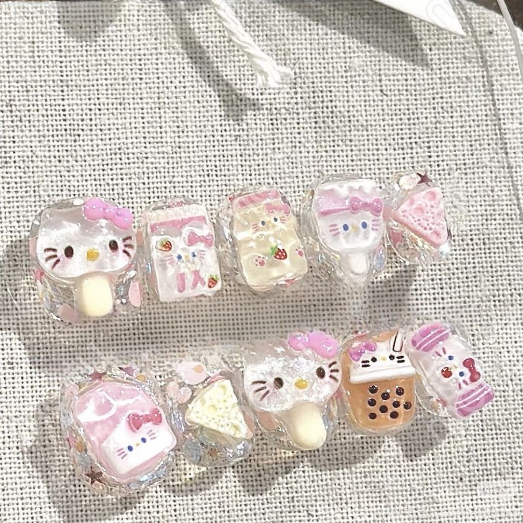 2025 สินค้าใหม่ y2k Millennium Hot Girl Cute Girl kitty Handmade Nails Patch20251215