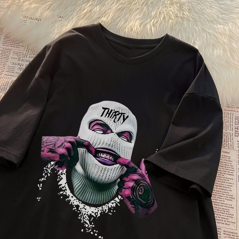 PURE COTTON Paul Costello short-sleeved T-shirt men American gangster print shirt