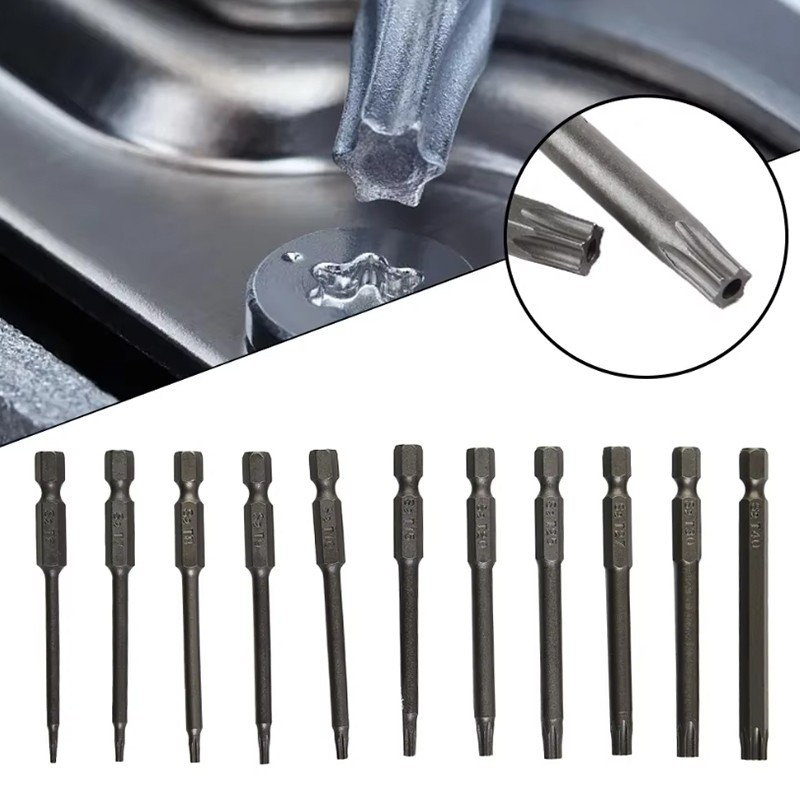 11 /12 Torx ชุดดอกสว่านกลวง 50/75/100มม. T5-T40ชุดหัวไขควงดอกไขควง/