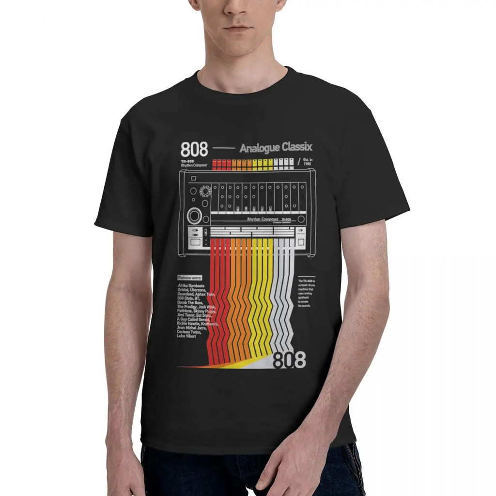 เสื้อยืดผู้ชายผู้หญิง Roland TR-808 TR 808 เสื้อยืดลายดนตรี แฟชั่นผ้าฝ้ายแท้ สไตล์วินเทจ คลาสสิก คอก