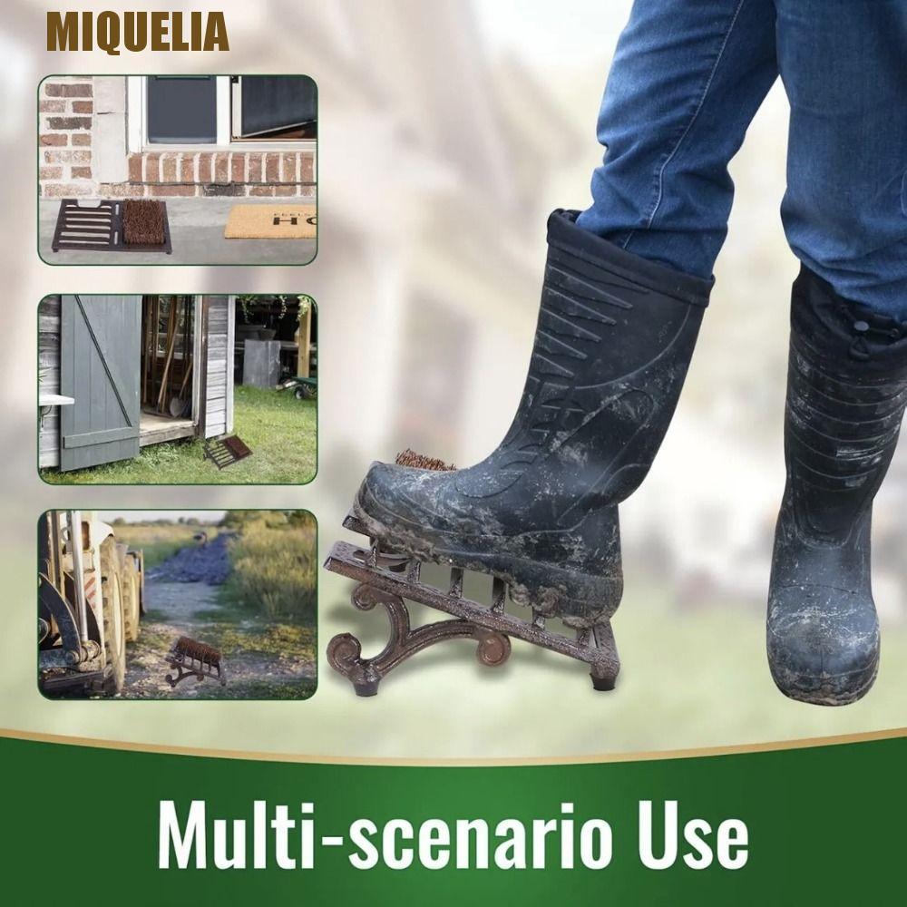 MIQUELIA BOOT Brush Scraper, เหล็กหล่อ Vintage Boot Scrubber, Rustic Stiff ขนแปรงมุมไม่มี Assembly N