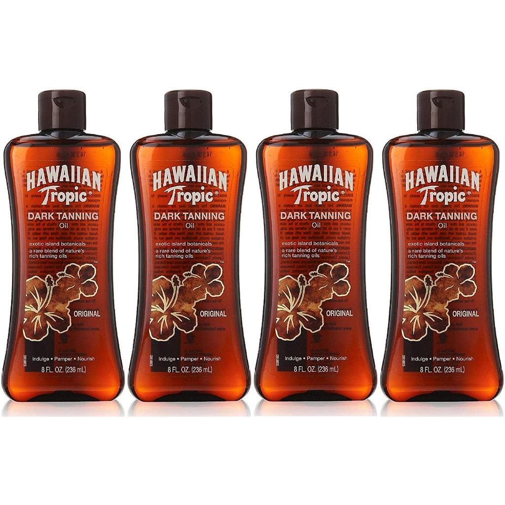 Hawaiian Tropic Dark Tanning Oil Original - 8 oz, Pack of 4