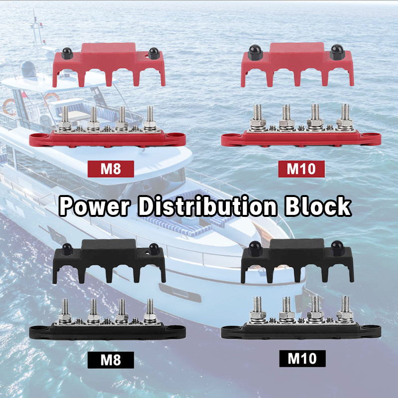 【Power Distribution Block】 M8 M10 DC Bar Terminal Block Electro Junction 5/16 "3/8" Studs ใช้ได้กับร