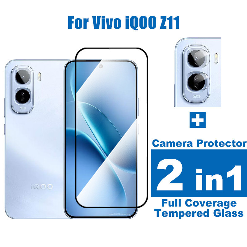 Vivo iQOO Z11 กระจกนิรภัยสําหรับ Vivo iQOO Z11 Turbo Z11X Z10x Z10R Lite Turbo Pro Plus Neo 11 10 Pro Plus 10R Full Coverage 2 ใน 1 9H ป้องกันหน้าจอ + เลนส์ป้องกัน