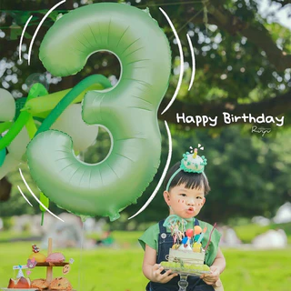GeeParty บอลลูนฟอยล์ตัวเลข 32 นิ้ว สีเขียวมะกอก 0-9 สำหรับวันครบรอบ งานแต่งงาน วันเกิด ตกแต่งปาร์ตี้ สวยงาม สนุกสนาน