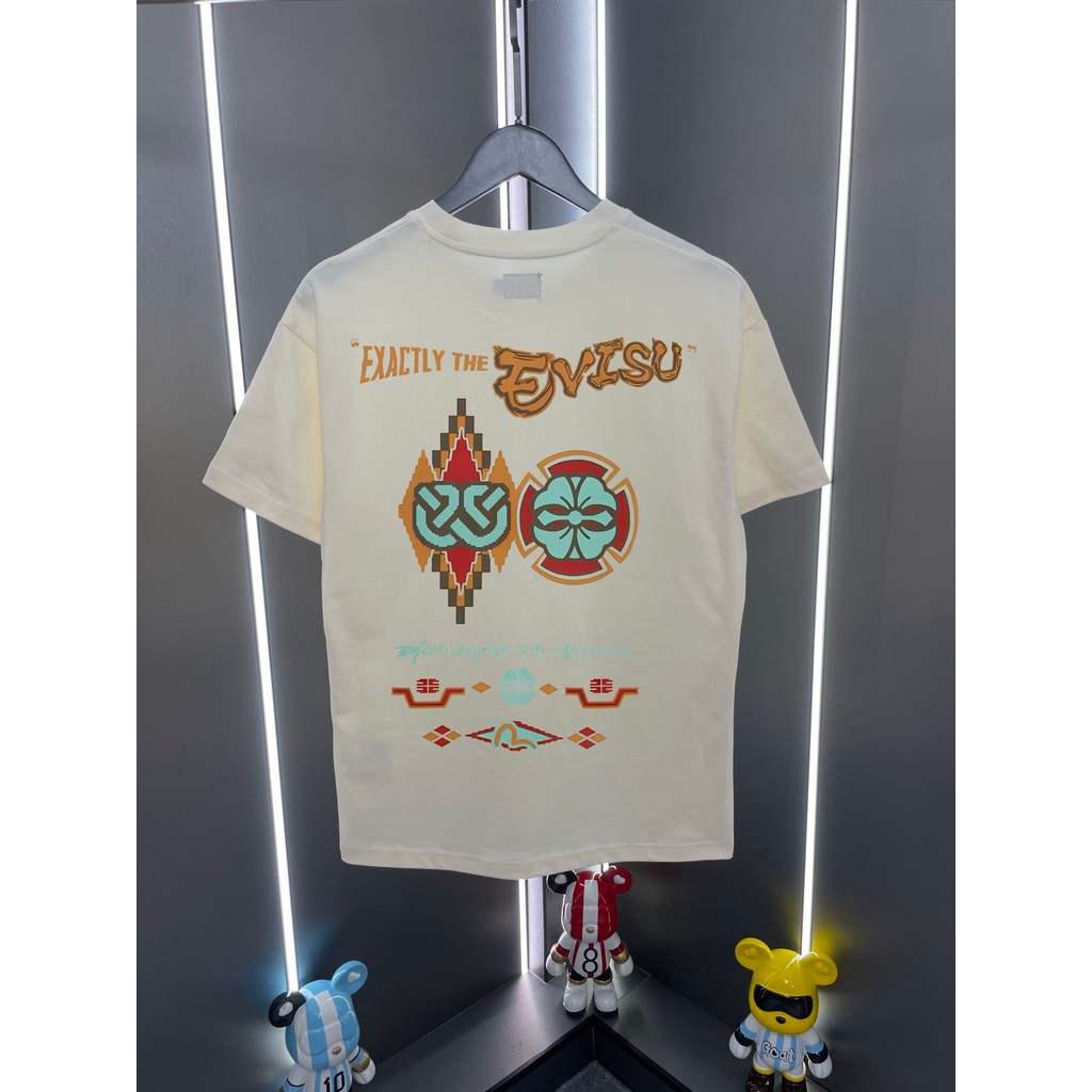 Evisu/God of Fortune 2026 คลาสสิกรอบคอแขนสั้นเสื้อยืดผู้ชายผู้หญิงสไตล์เคาน์เตอร์กลางแจ้งใหม่หลวมขนา