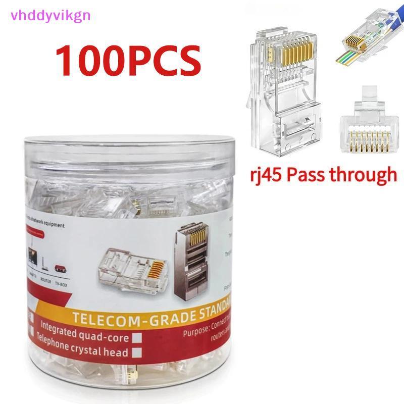 VHDD 100PCS Cat6 UTP FTP Modular Plug สายเคเบิลเครือข่ายสําหรับ Solid Stranded Wire ความเร็วสูง Ethe