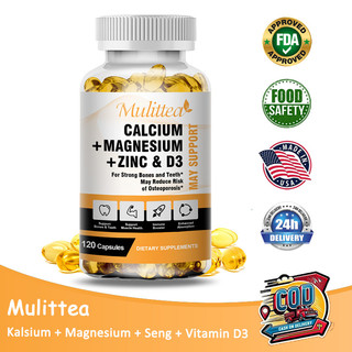 Mulittea Kalsium Magnesium Seng 120 Kapsul Suplemen Mineral untuk Tulang dan Otot Harian