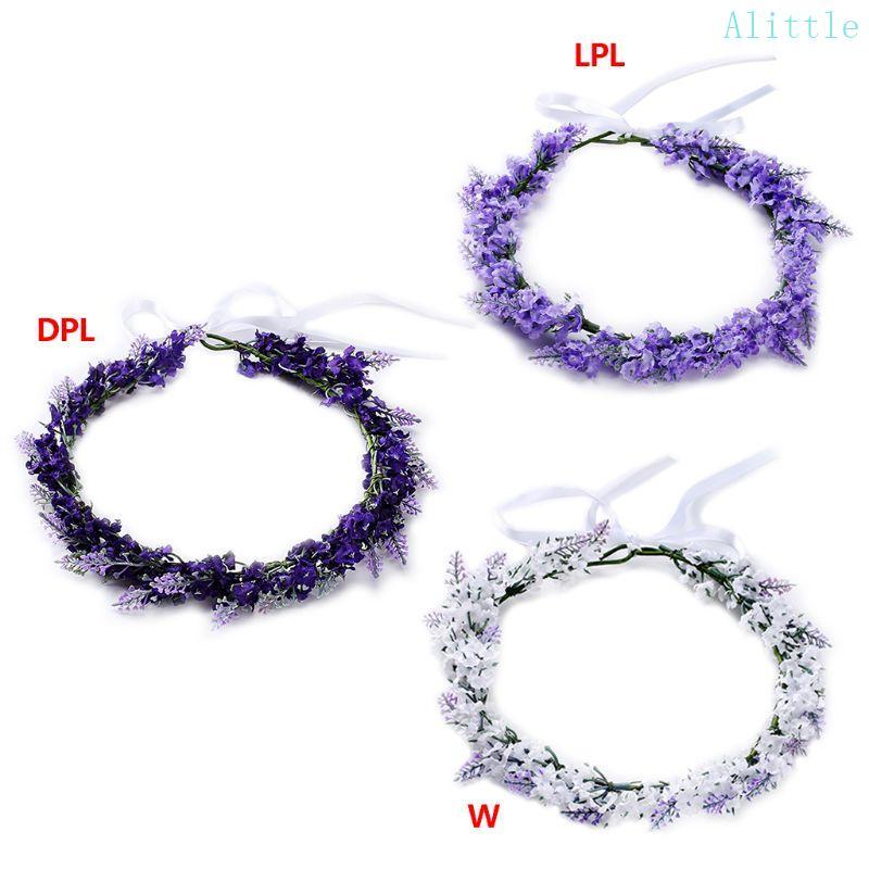 Alia Dreamlike Headpiece ที่คาดผมดอกไม้จําลองที่คาดผมดอกไม้ลาเวนเดอร์สําหรับพรหม
